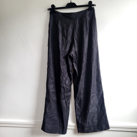 New Elie Tahari Linen Blend Wide Leg Black Pants Trousers NWT Size 8 US - Picture 10 of 12